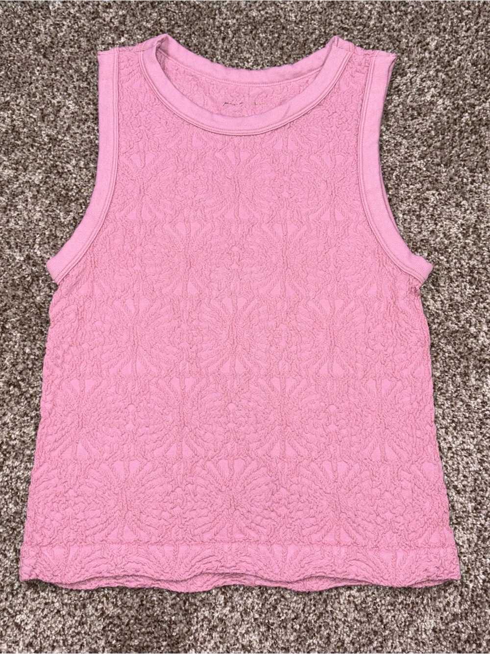 Pink Rose Textured Tank Top Women's S/M Pink Sleeveless Top